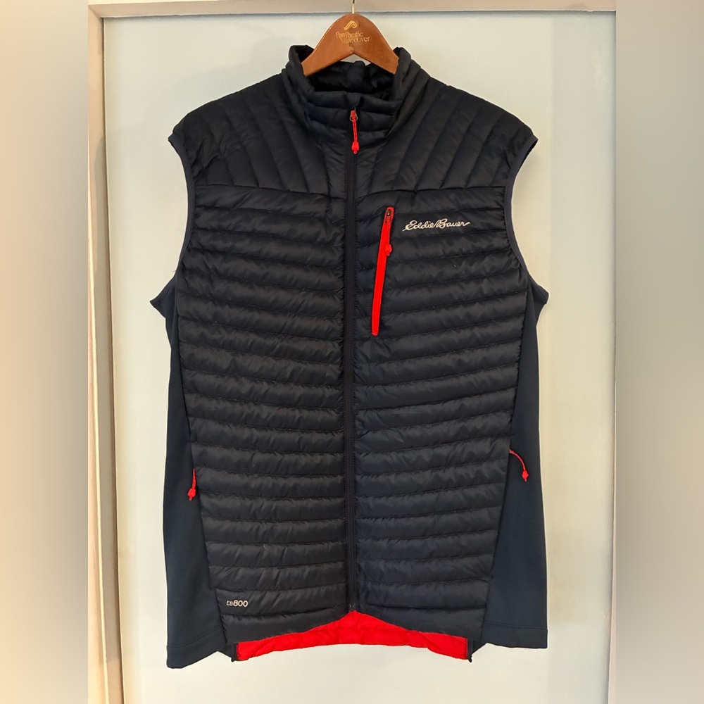 Eddie Bauer First Ascent Black Stormdown Vest Lined in Red | Size Tall Large